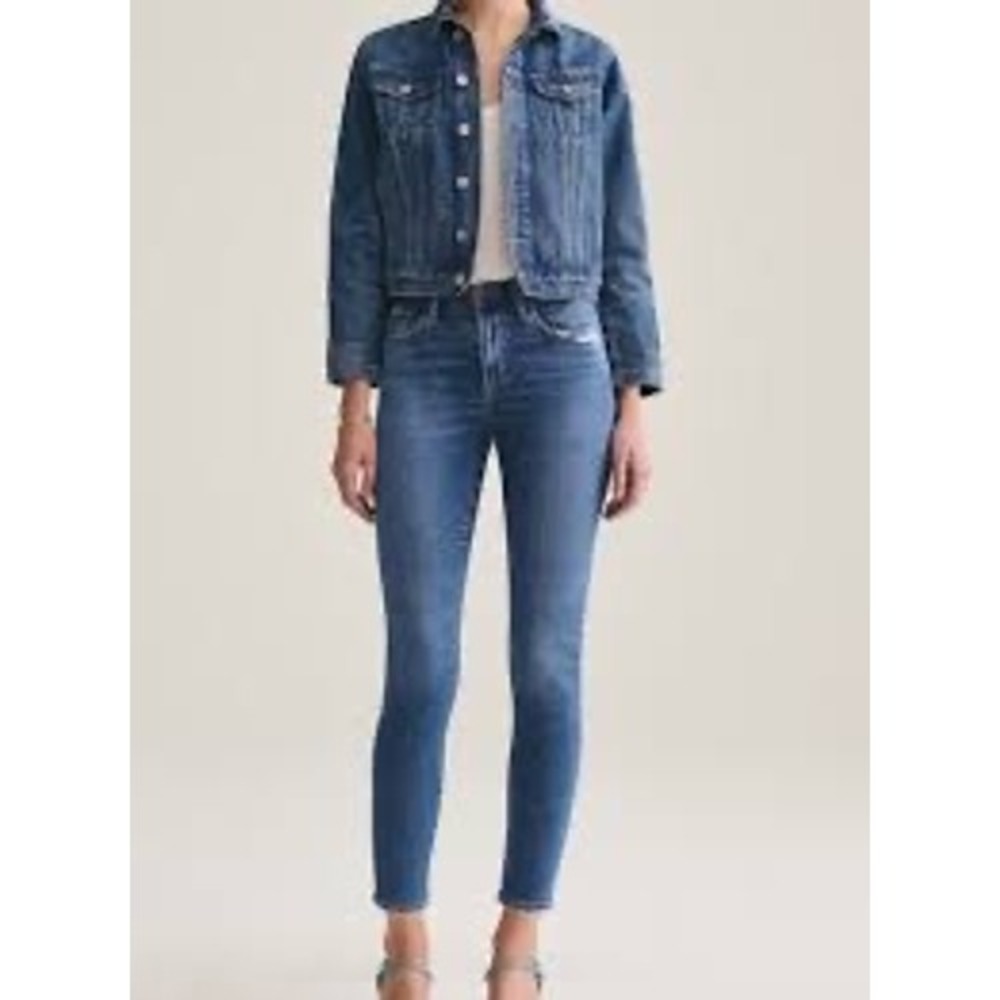 AGOLDE Sophie High Rise Skinny Jeans Medium Wash Raw Hem Size 27